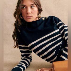 Sézane Jacob Jumper in Navy Ecru